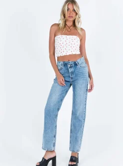Princess Polly Holly Asymmetric Straight Leg Jean Light Wash Tall   Denim Online