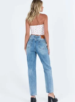 Princess Polly Holly Asymmetric Straight Leg Jean Light Wash Tall   Denim Online