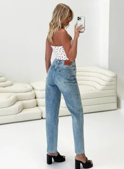 Princess Polly Holly Asymmetric Straight Leg Jean Light Wash Tall   Denim Online