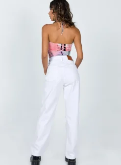 Princess Polly Holly Asymmetric Straight Leg Jeansdenim White New