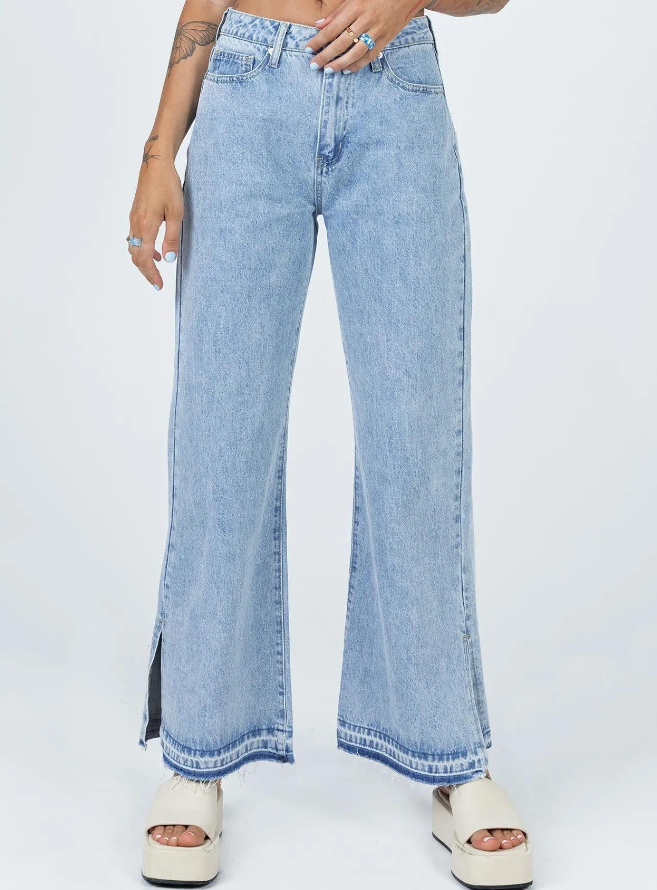 Princess Polly Holmes Low Rise Frayed Hemjeans Denim New