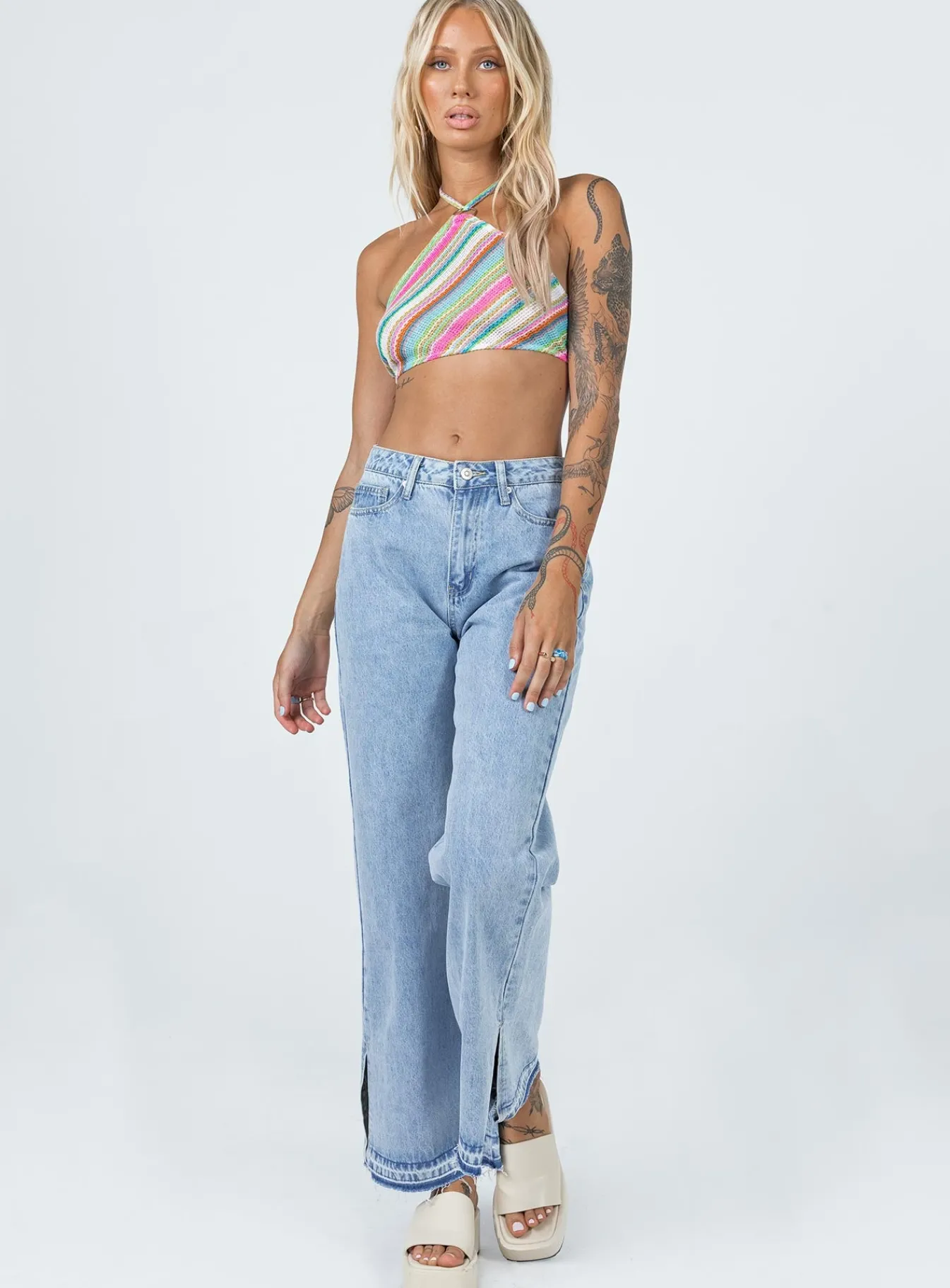 Princess Polly Holmes Low Rise Frayed Hemjeans Denim New
