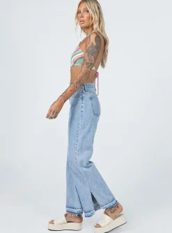 Princess Polly Holmes Low Rise Frayed Hemjeans Denim New
