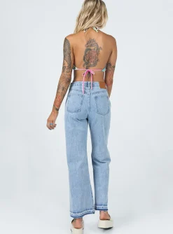 Princess Polly Holmes Low Rise Frayed Hemjeans Denim New