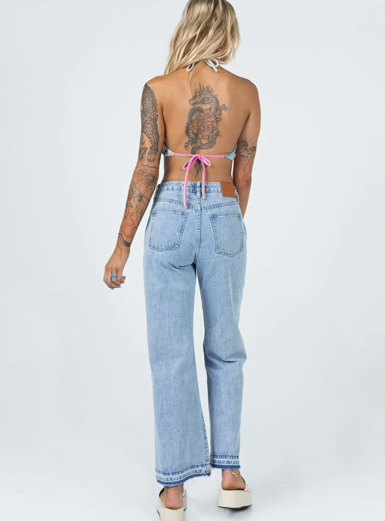Princess Polly Holmes Low Rise Frayed Hemjeans Denim New