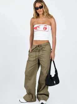 Princess Polly Horror Eyes Tube Top White / Red Clearance