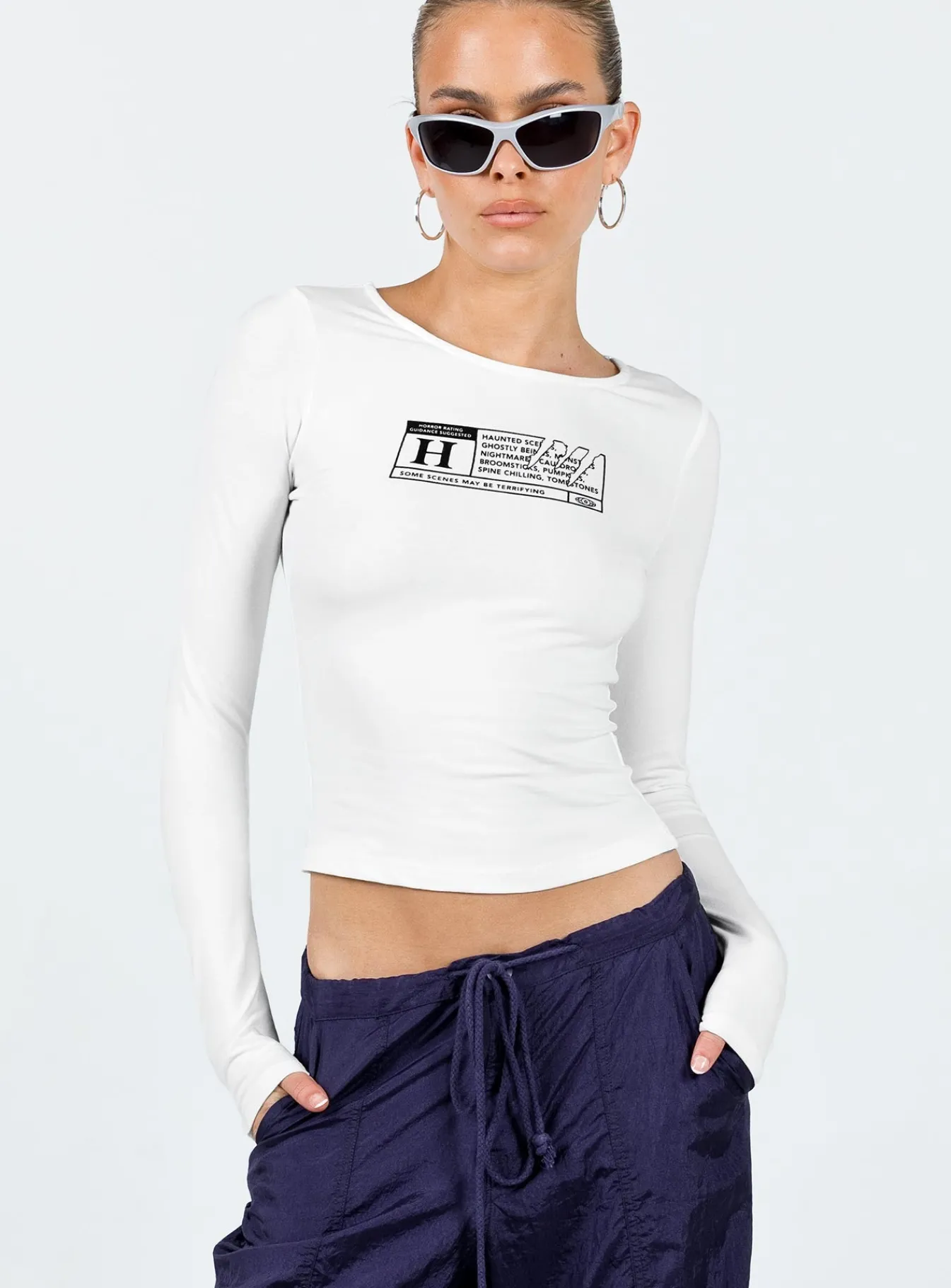 Princess Polly Horror Night Long Sleeve Top White Discount