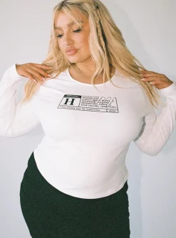 Princess Polly Horror Night Long Sleeve Topcurve   White Hot