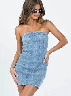 Princess Polly Houser Mini Dress  Denim Cheap