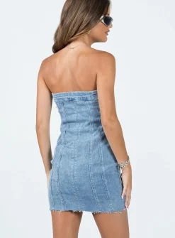 Princess Polly Houser Mini Dress  Denim Cheap