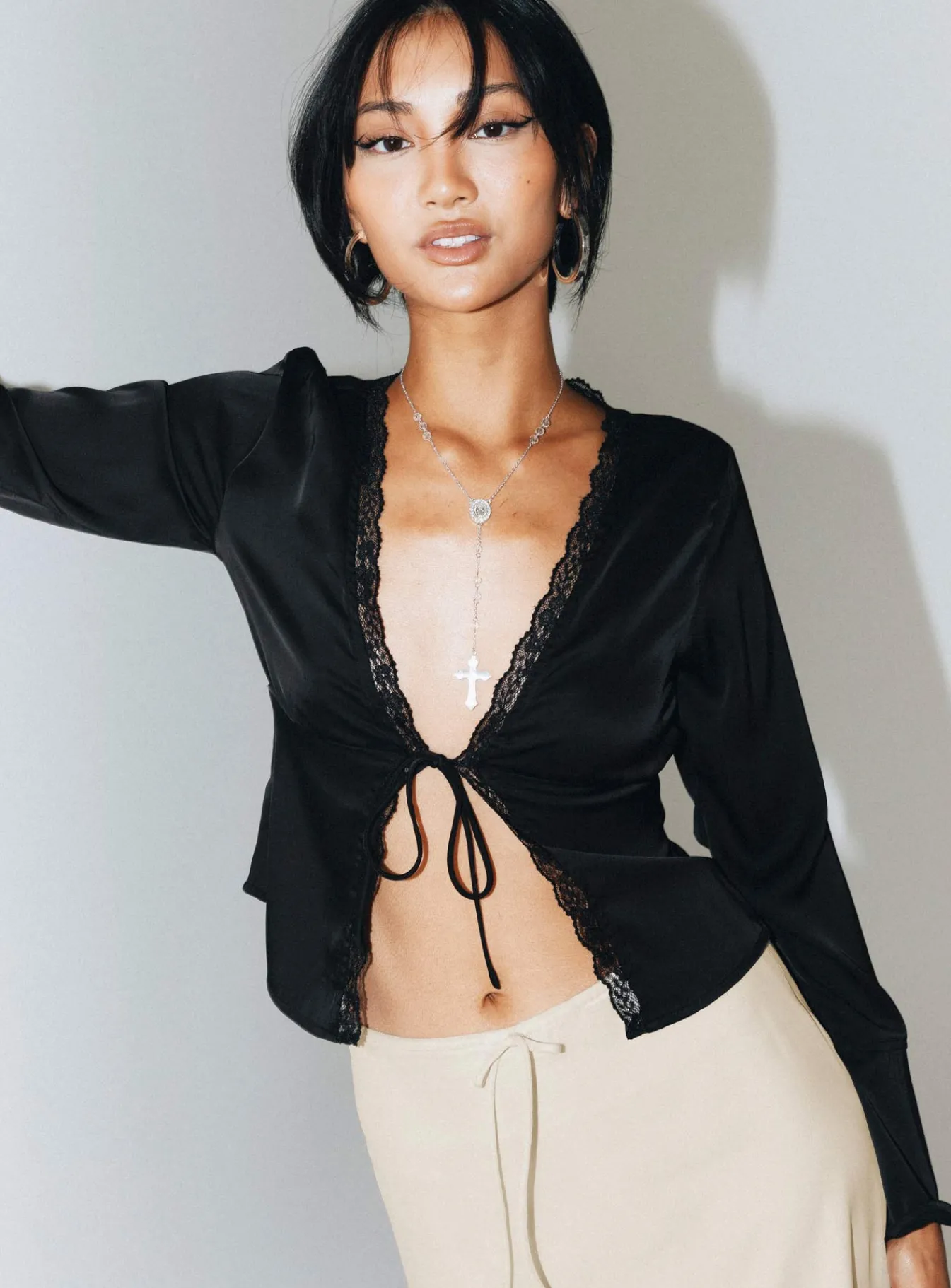 Princess Polly Hunton Long Sleeve Top Black Flash Sale