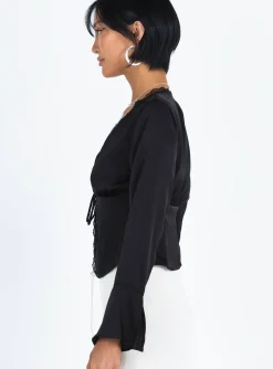 Princess Polly Hunton Long Sleeve Top Black Flash Sale