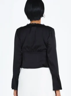Princess Polly Hunton Long Sleeve Top Black Flash Sale