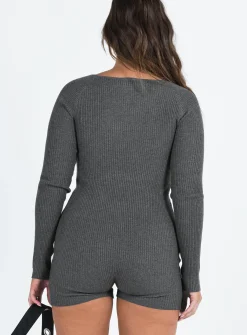Princess Polly Huttley Knit Romper Grey Sale