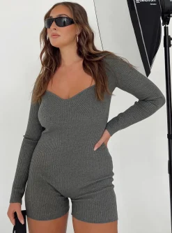 Princess Polly Huttley Knit Romper Grey Sale
