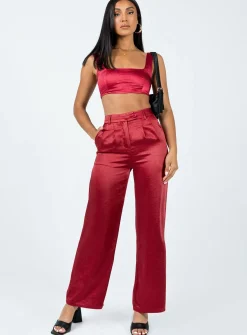 Princess Polly Huxley Satin Set  Burgundy Shop