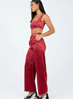 Princess Polly Huxley Satin Set  Burgundy Shop