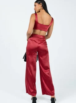 Princess Polly Huxley Satin Set  Burgundy Shop