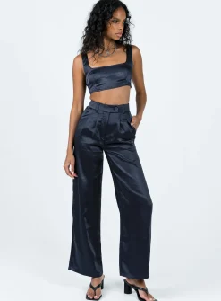 Princess Polly Huxley Satin Set Navy Hot