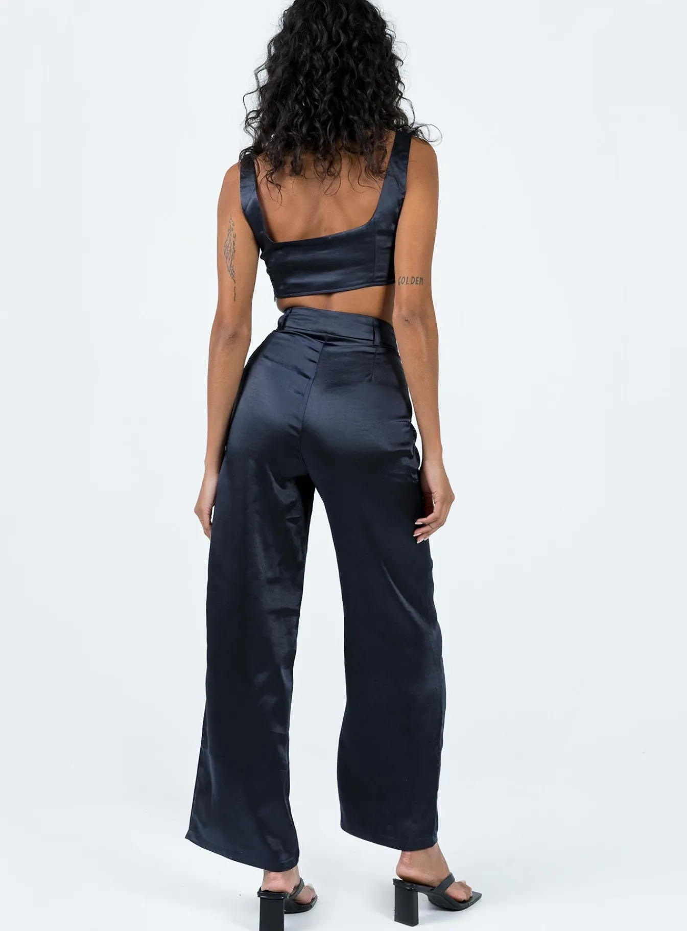 Princess Polly Huxley Satin Set Navy Hot