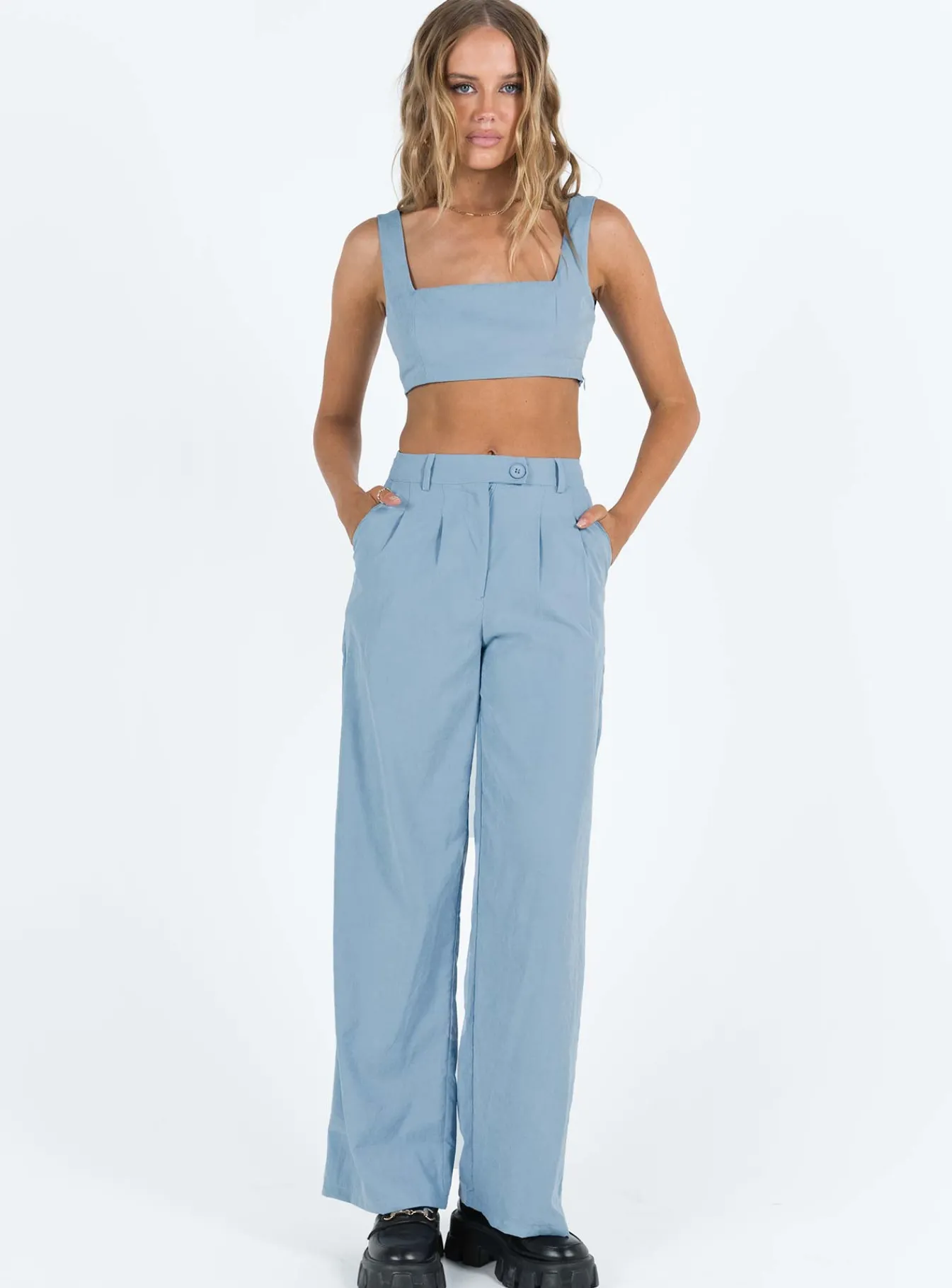 Princess Polly Huxley Set Dusty Blue Hot