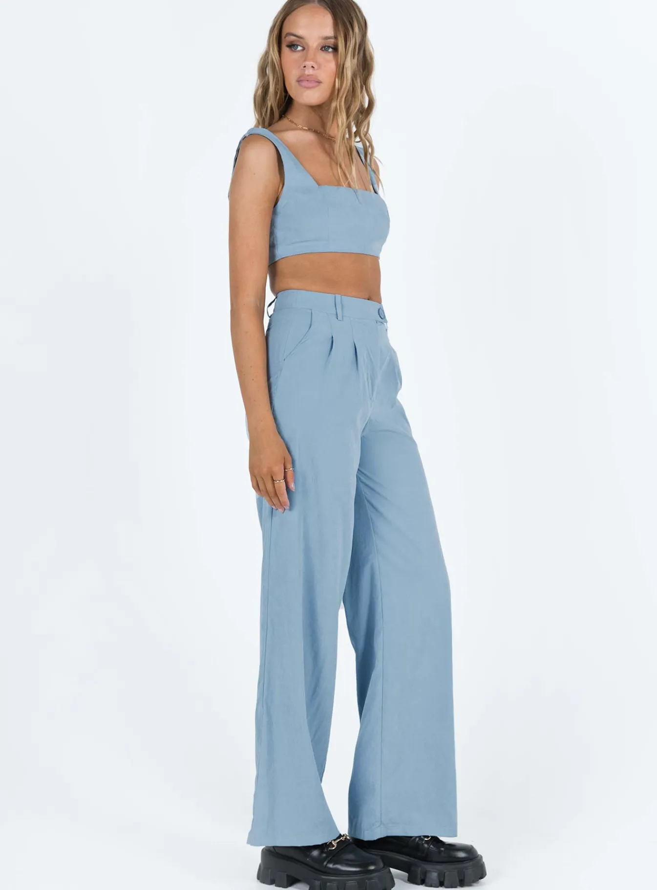 Princess Polly Huxley Set Dusty Blue Hot