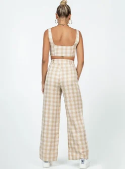 Princess Polly Huxley Set Beige Check Discount