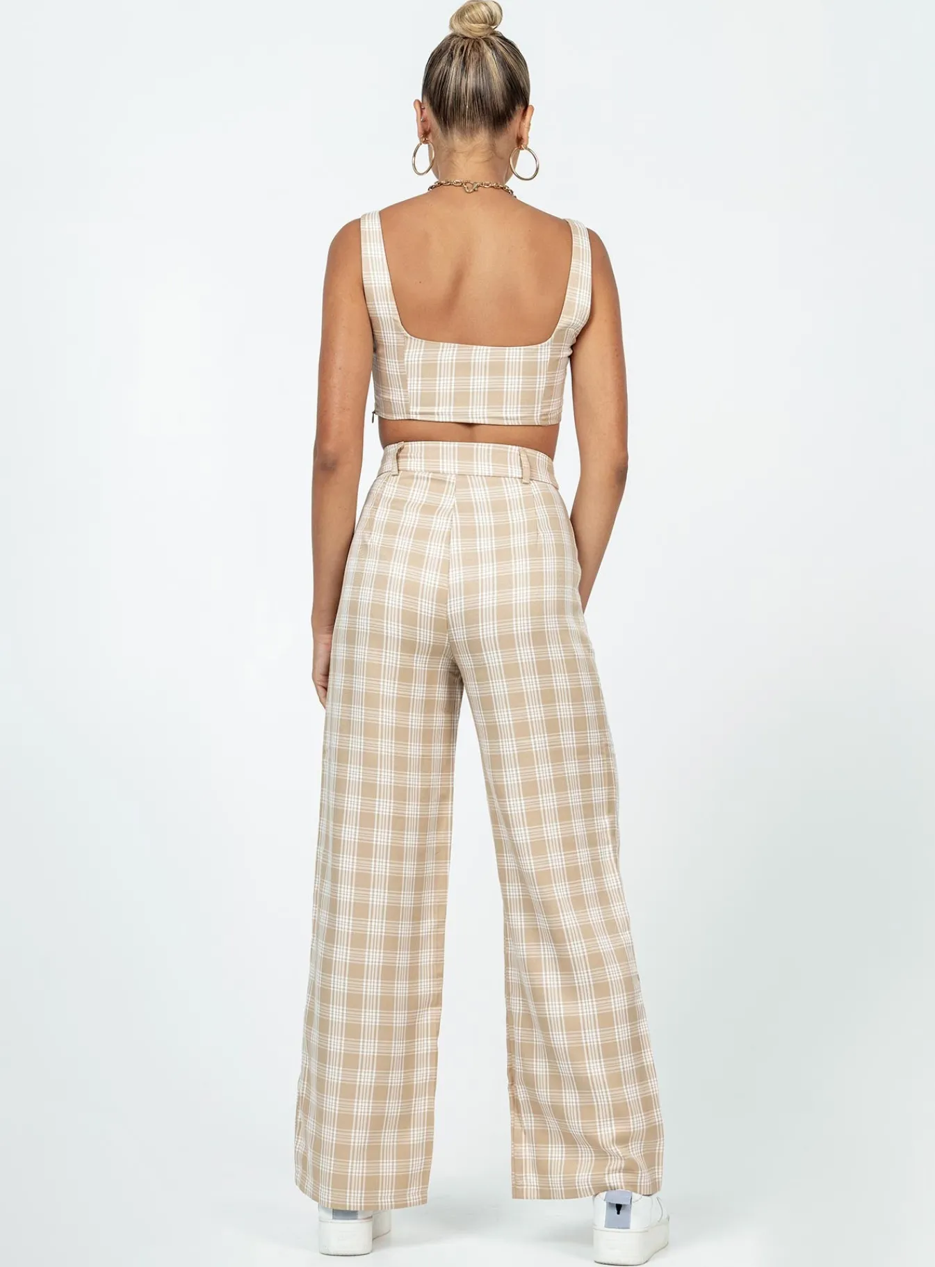 Princess Polly Huxley Set Beige Check Discount