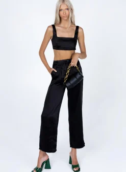 Princess Polly Huxley Set  Satin Black Cheap