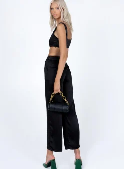 Princess Polly Huxley Set  Satin Black Cheap