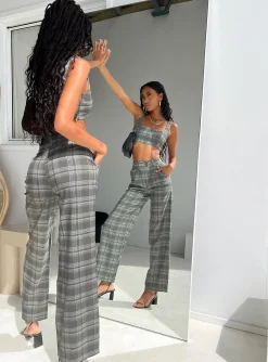 Princess Polly Huxley Setcheck   Grey Sale
