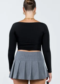 Princess Polly Hyden Long Sleeve Top Black Shop