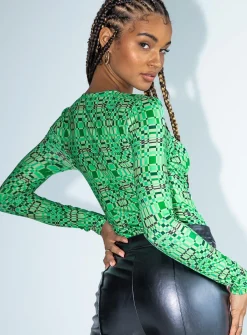 Princess Polly Hypnotize Bodysuit  Green Online