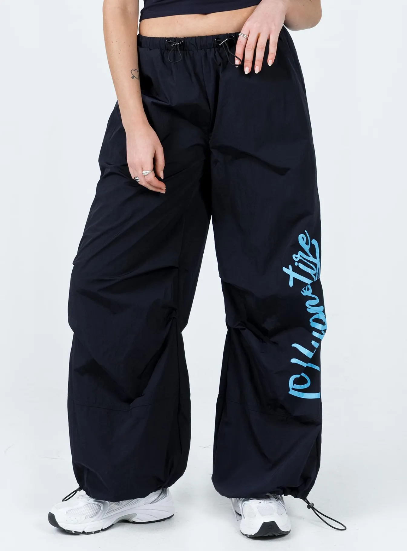 Princess Polly Hypnotize Parachute Pants Navy Shop
