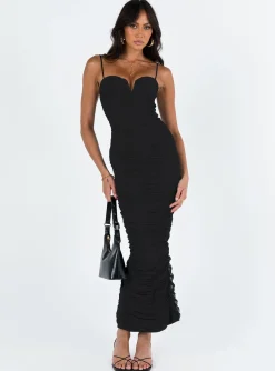 Princess Polly I Want You Maxi Dress  Black Hot