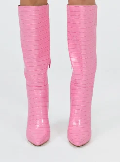 Princess Polly Icon Boot  Pink Croc Best Sale