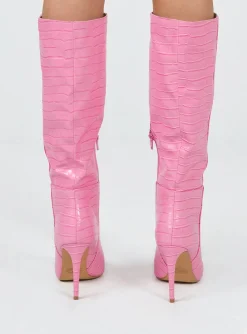 Princess Polly Icon Boot  Pink Croc Best Sale