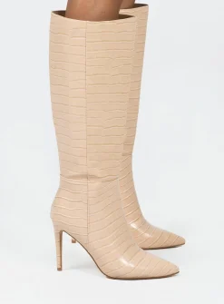 Princess Polly Icon Boot  Bone Croc New