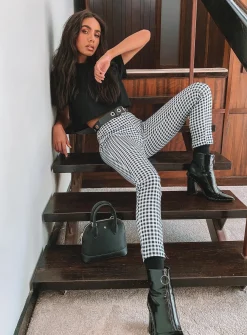 Princess Polly Iggy Gingham Pants  Black/White Store