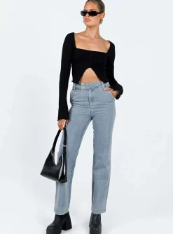 Princess Polly Ikena Straight Leg Jeans Light Wash  Denim Sale