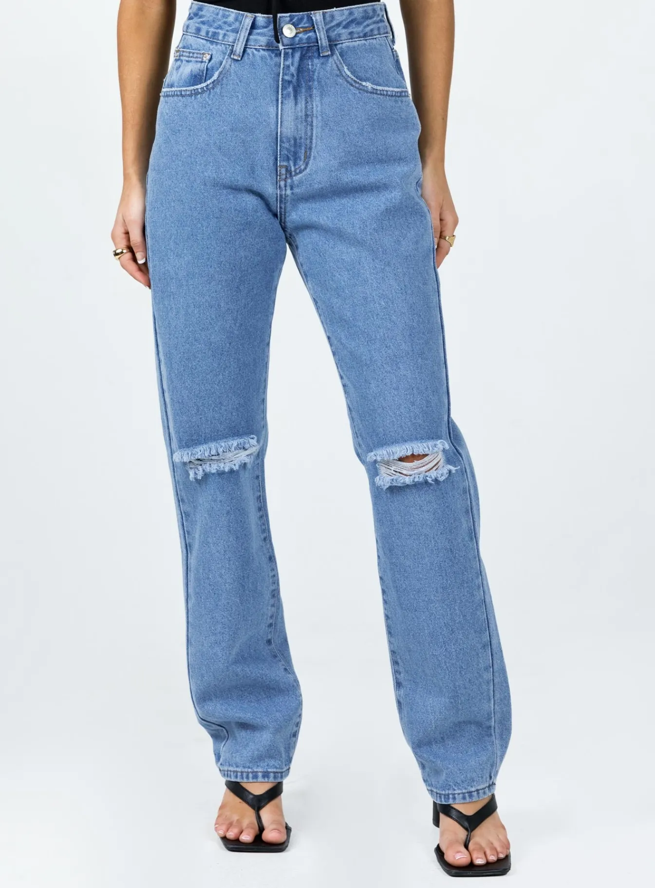 Princess Polly I'M Fine Mom Jeans Mid Wash Denim Store