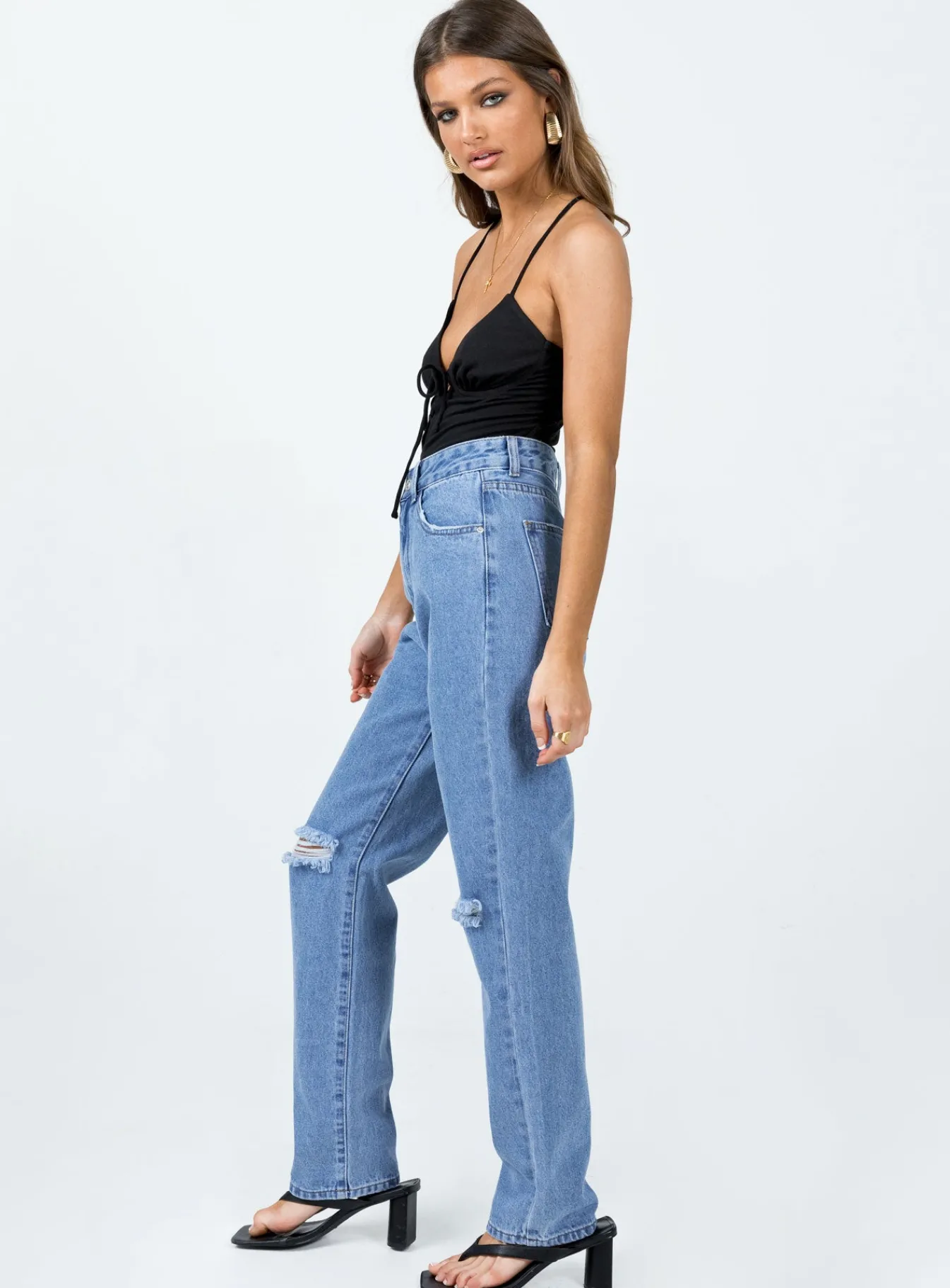 Princess Polly I'M Fine Mom Jeans Mid Wash Denim Store