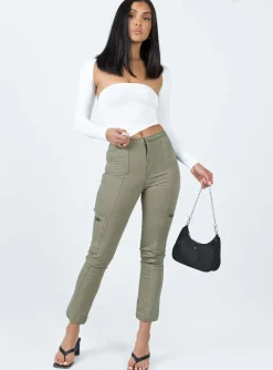 Princess Polly In Line Straight Leg Cargo Pants Green Sale