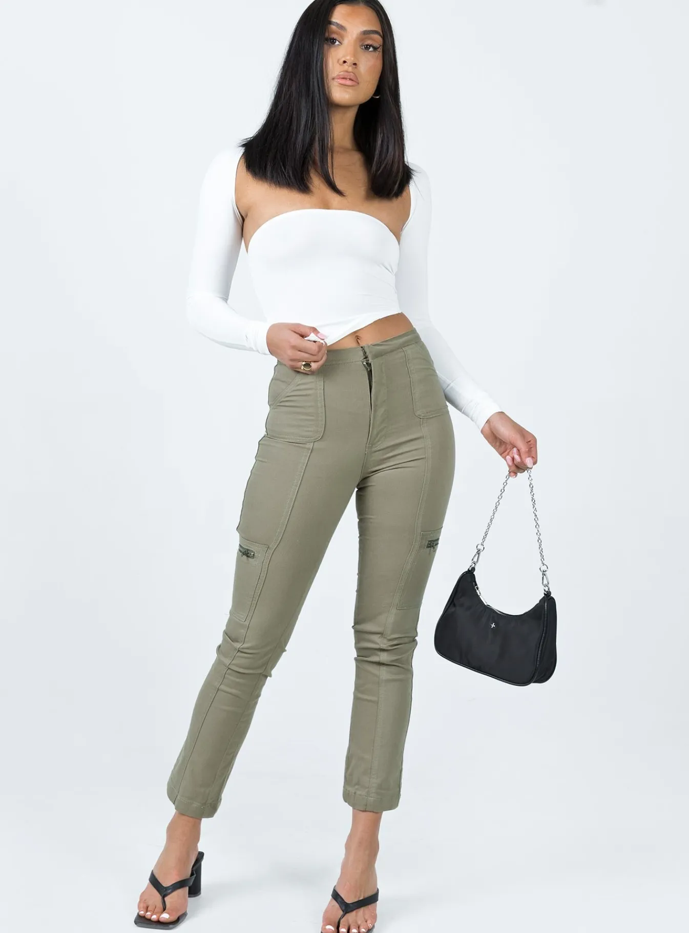 Princess Polly In Line Straight Leg Cargo Pants Green Sale