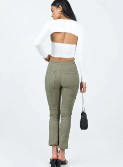 Princess Polly In Line Straight Leg Cargo Pants Green Sale
