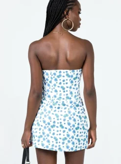 Princess Polly In The Moment Strapless Mini Dress/ Blue   White Shop
