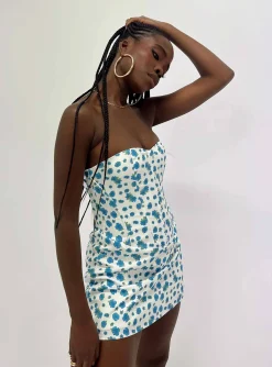 Princess Polly In The Moment Strapless Mini Dress/ Blue   White Shop