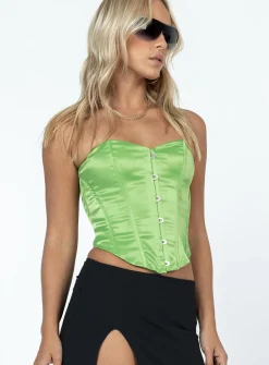 Princess Polly In The Moment Strapless Top  Green Outlet