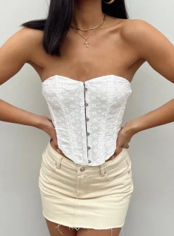 Princess Polly In The Moment Strapless Topbroderie   White Fashion