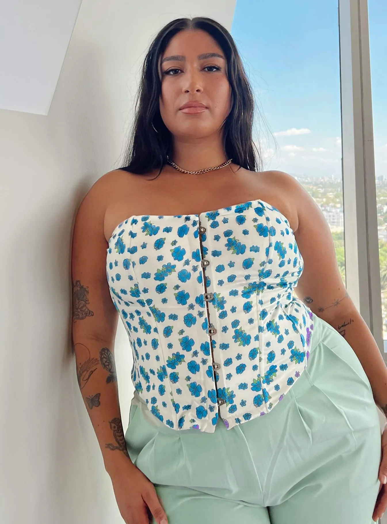 Princess Polly In The Moment Strapless Top/ Blue Curve White Clearance